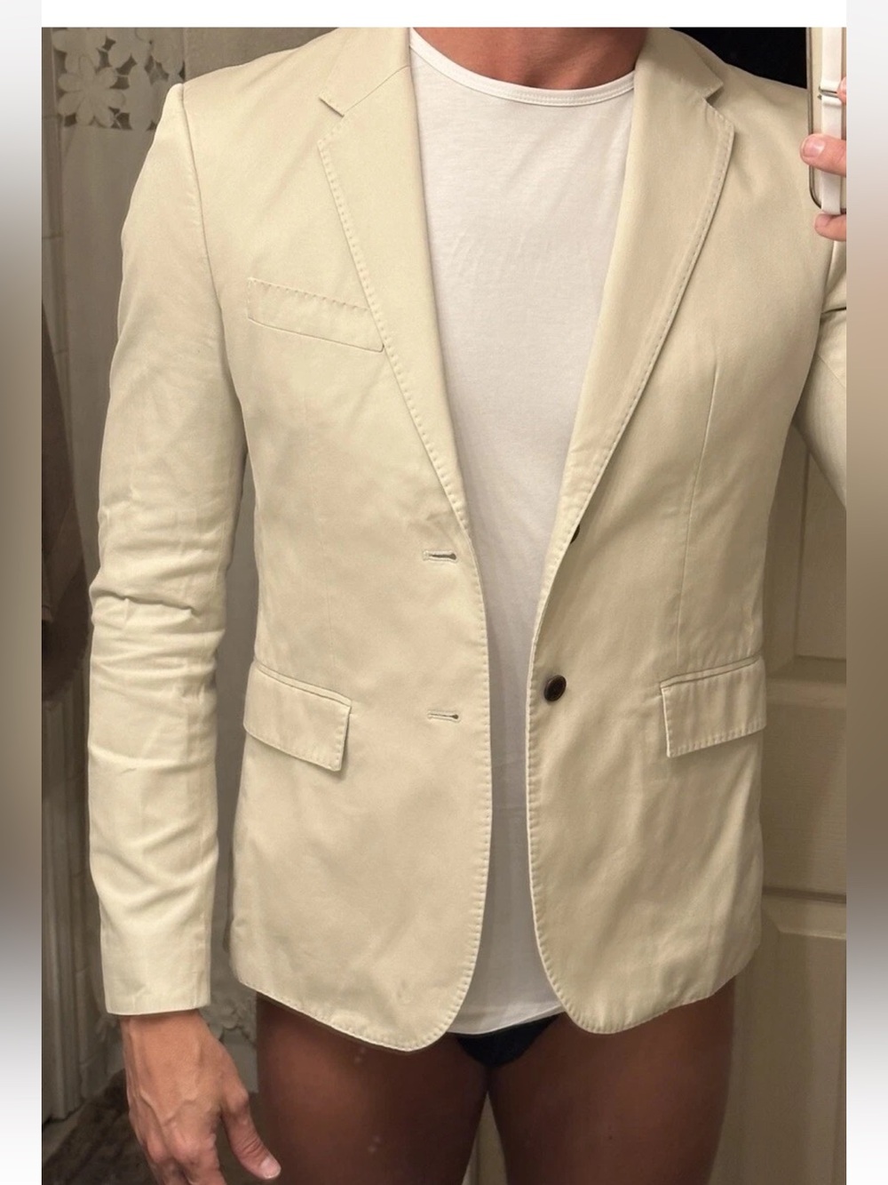 Shipley & Halmos Ivory Cotton Blazer Sport Coat Men’s 40 Tailored 2 Button